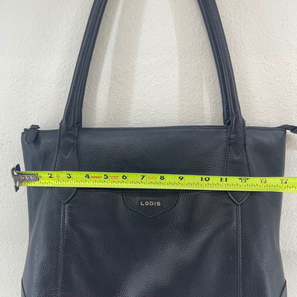 LODIS Siera Pebbled Leather Tote Bag Black Handbag Purse Womens Medium Large - Picture 12 of 14
